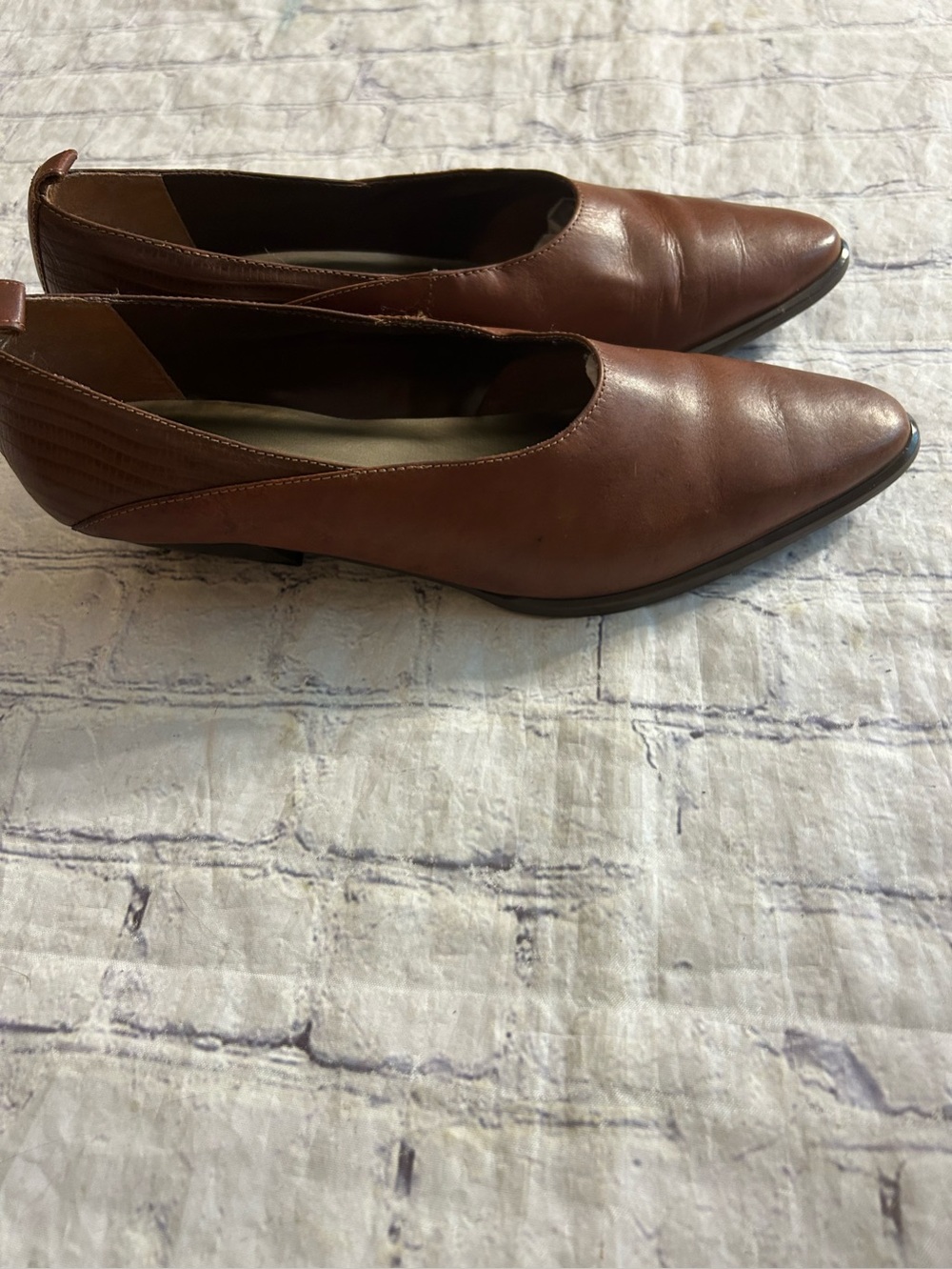 WESTIES VINTAGE BROWN LEATHER HIGH VAMP SLIPON MINIMALIST DESIGN SHOES SIZE 9.5M